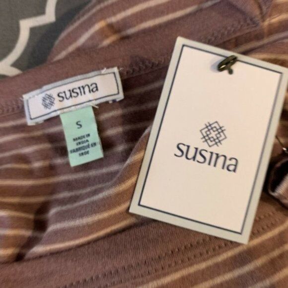 Susina  Square Neck Striped Tee Mauve - Picture 3 of 6